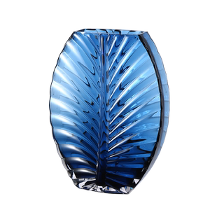 高档客厅玄关摆件家大业大玻璃花瓶蓝色水养插鲜花软装饰品高级感