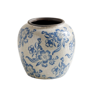 新中式青花瓷花瓶大绿植插花水养复古陶瓷花器客厅玄关装饰品摆件