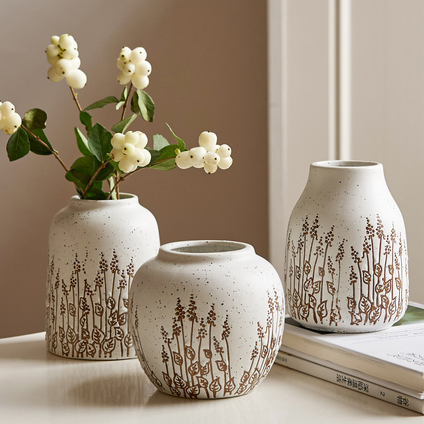 法式乡村风陶瓷小花瓶插花器摆件