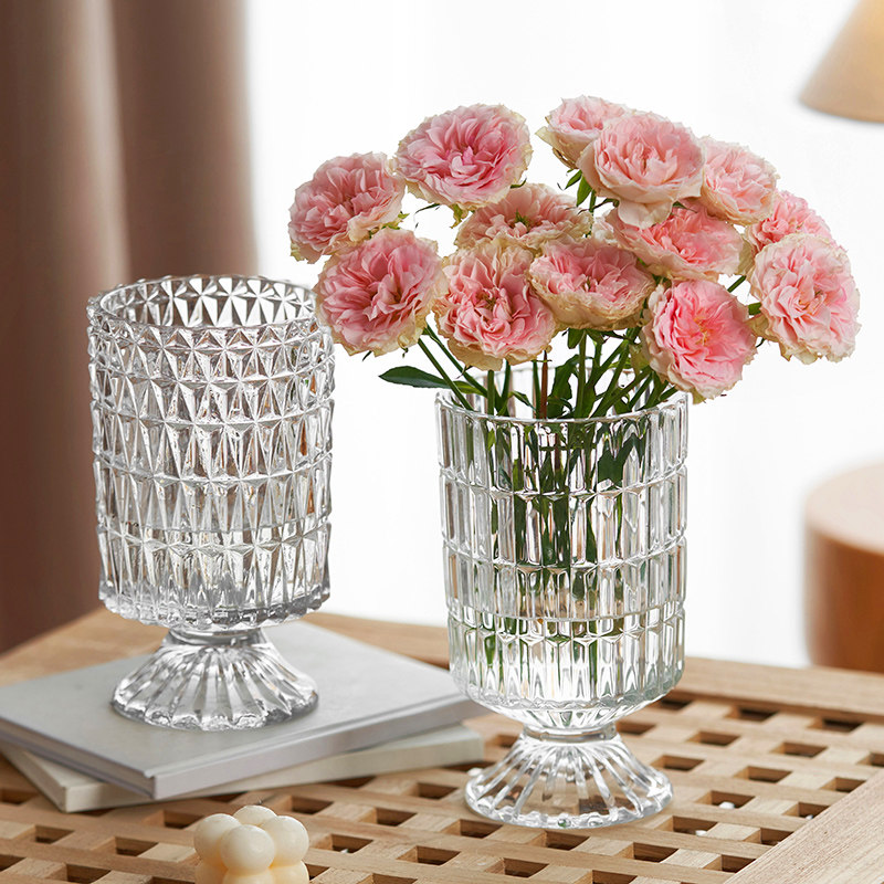 花瓶玻璃透明水晶水养鲜花玫瑰郁金香专用高脚法式客厅餐桌装饰品,鲜花速递/花卉仿真/绿植园艺,花瓶,淘宝优惠券,粉丝福利购,淘宝优惠卷