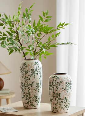 繁花复古陶瓷大花瓶摆件装饰客厅水培插花创意高级感田园风新中式