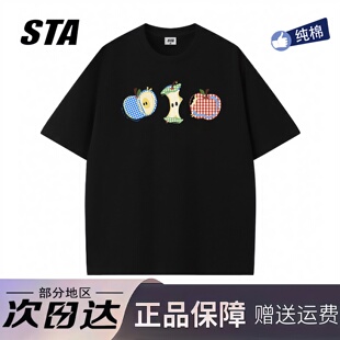STA旗舰店潮牌美式设计感短袖男女夏季重磅纯棉宽松情侣t恤ins