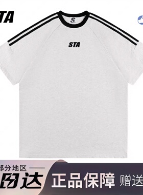STA旗舰店拼接插肩短袖男女夏季美式潮牌复古重磅纯棉情侣宽松T恤