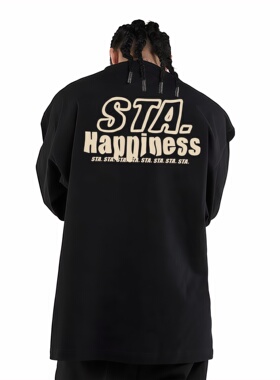 STA旗舰店美式潮牌长袖T恤男女街头重磅纯棉情侣宽松休闲圆领卫衣
