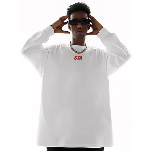 STA旗舰店美式基础小字母长袖T恤男女潮牌重磅纯棉情侣宽松卫衣