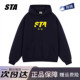 STA旗舰店猫咪眼睛印花连帽卫衣男女美式 潮牌重磅纯棉宽松外套