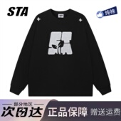 STA旗舰店美式 潮牌字母刺绣长袖 男女高街复古重磅纯棉情侣卫衣
