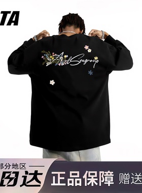 STA旗舰店美式花卉刺绣长袖男女潮牌复古高街重磅纯棉情侣卫衣