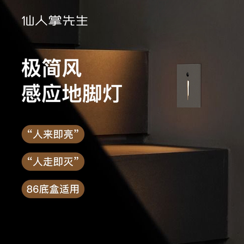 仙人掌先生86型人体感应地脚灯走廊过道卧室夜灯嵌入式楼梯踏步灯