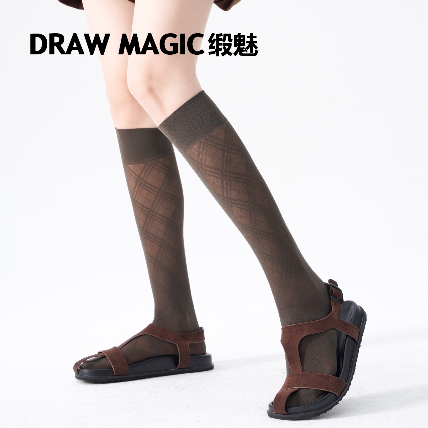 设计感无骨袜堆堆白色小腿袜子女夏季薄款网眼透气长筒及膝配单鞋