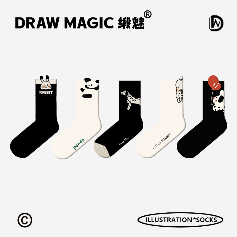 袜子女黑色可爱小动物设计