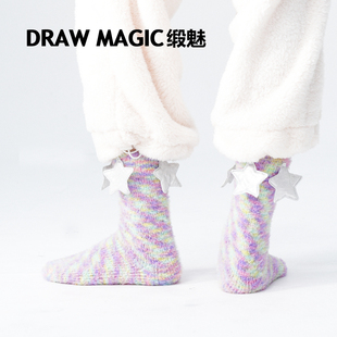 秋冬珊瑚绒地板袜子女款可爱加厚保暖冬季中筒袜毛巾女雪地袜居家