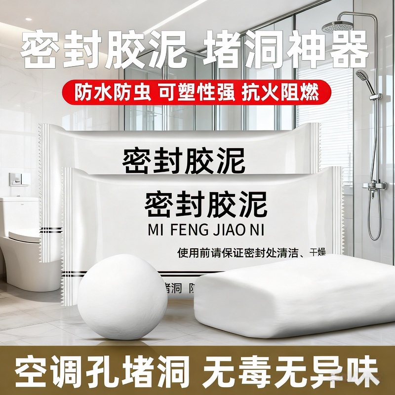 密封胶泥防水防霉白色堵洞封堵泥空调洞堵塞泥下水道封口堵漏封闭