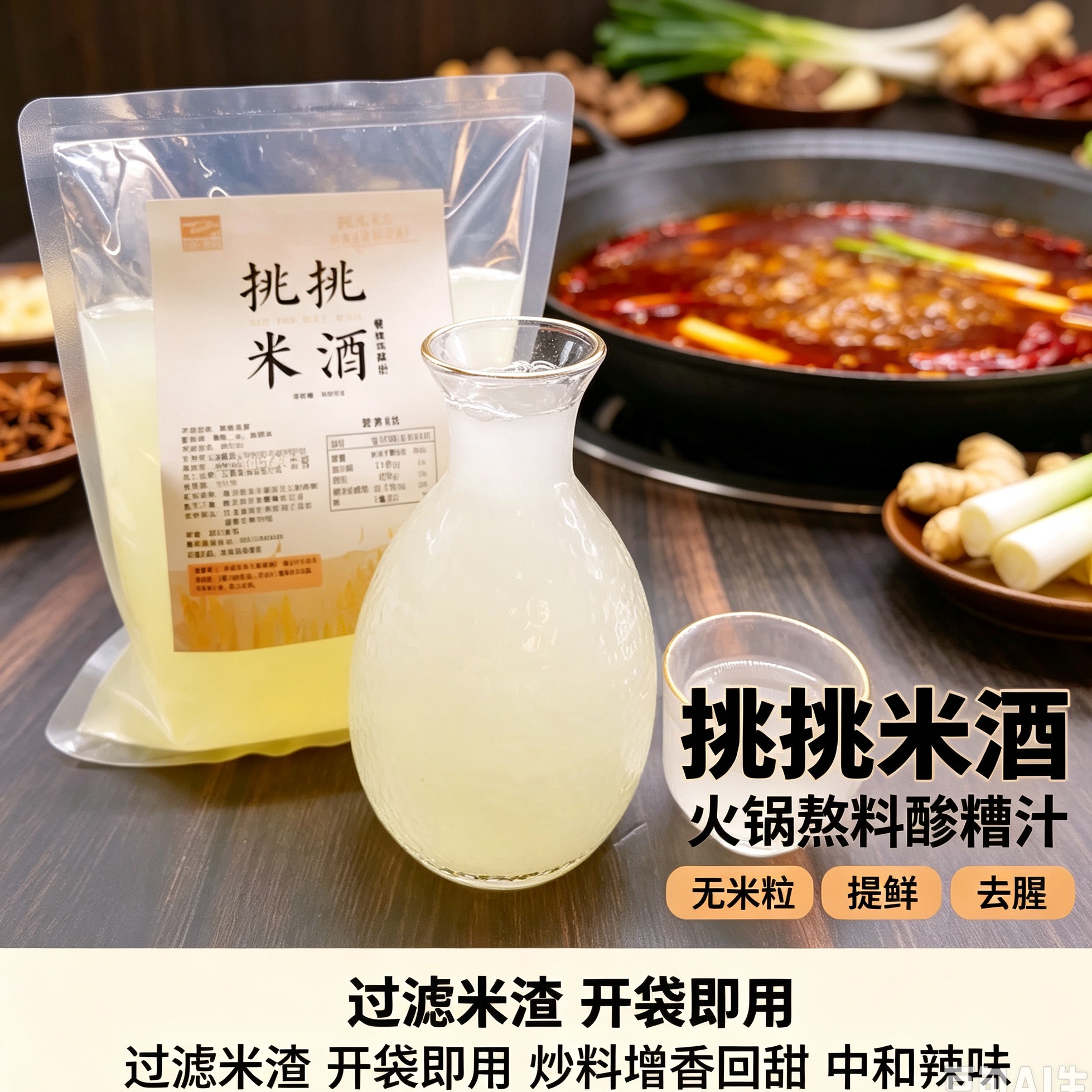 四川挑挑米酒醪糟汁熬火锅底料用厂家批发餐饮调味商用袋装