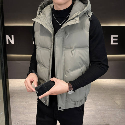 凯乐石薄荷新款男士羽绒马甲外穿青年休闲时尚连帽潮男短款外套连