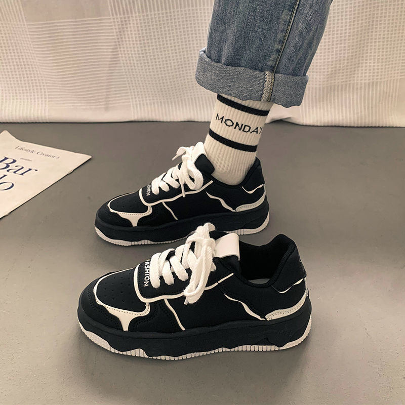 鞋子女春秋小白鞋2025新款爆款网红炸街运动板鞋厚底chic