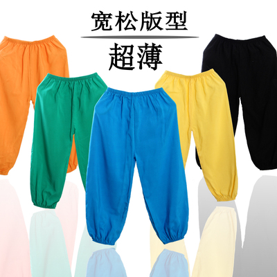 男童防蚊裤棉绸女童黑色白色裤子