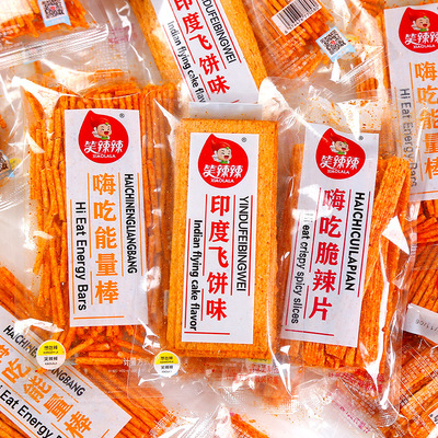 笑辣辣嗨吃能量棒脆辣片印度飞饼味辣条童年怀旧零食小吃休闲 食