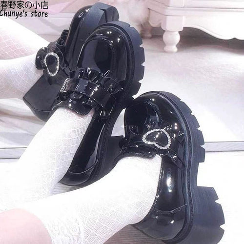 黑色白色洛丽塔jk鞋子春野家