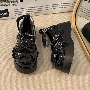 原创正品朋克黑猫原创lolita鞋甜酷辣妹y2k亚文化朋克暗黑学院风