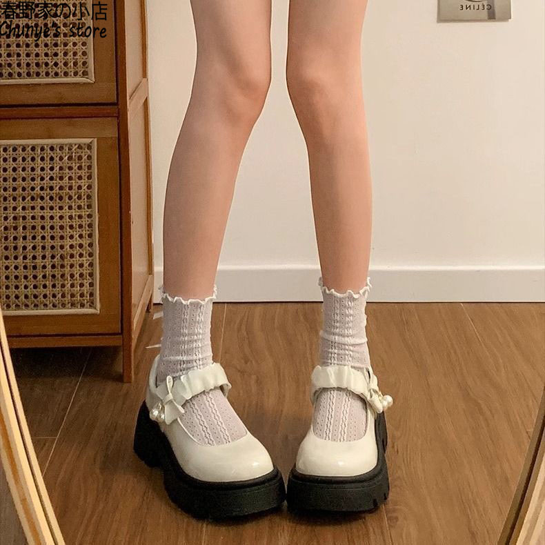 法式玛丽珍珍珠小皮鞋春野家