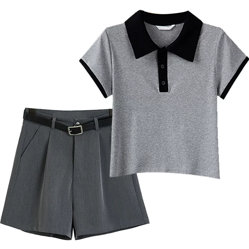 Футболка, костюм, летние брюки, набор, для подростков, воротник поло