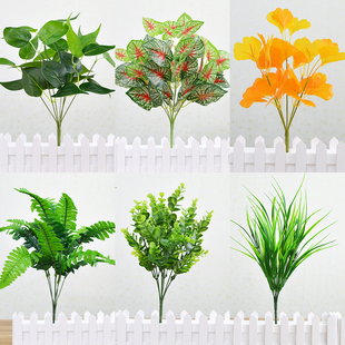 单支米兰绿萝插花假花仿真塑料花束绿色植物绿叶假草花槽隔断装 饰