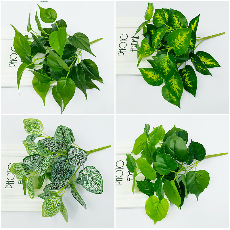 仿真花植物墙绿植草背景墙门头墙面装饰插花叶子假花绿萝盆栽配材