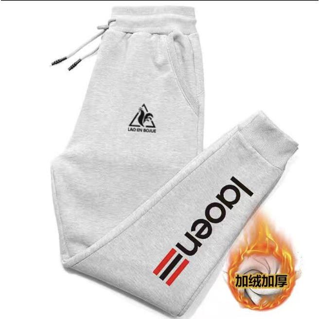 法国公鸡秋冬加绒卫裤男加肥加大码宽松纯棉胖