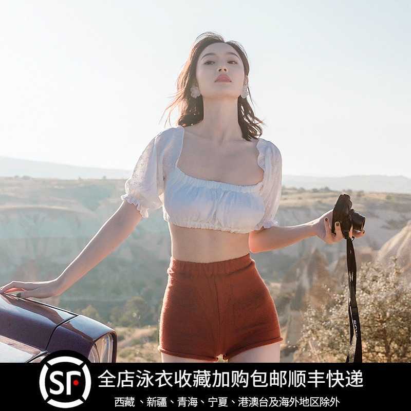 泳衣女保守學生 分體 小胸聚攏 高腰保守遮肚顯瘦度假泡溫泉泳衣在類目 運動/瑜伽/健身/球迷用品, 游泳, 分體泳衣中 - 來自Buy2taobao.com提供專業的淘寶代購服務