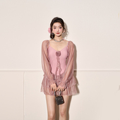 保守遮肉显瘦泳装 微风假日2025年新款 泳衣女长袖 连体裙式 女 爆款