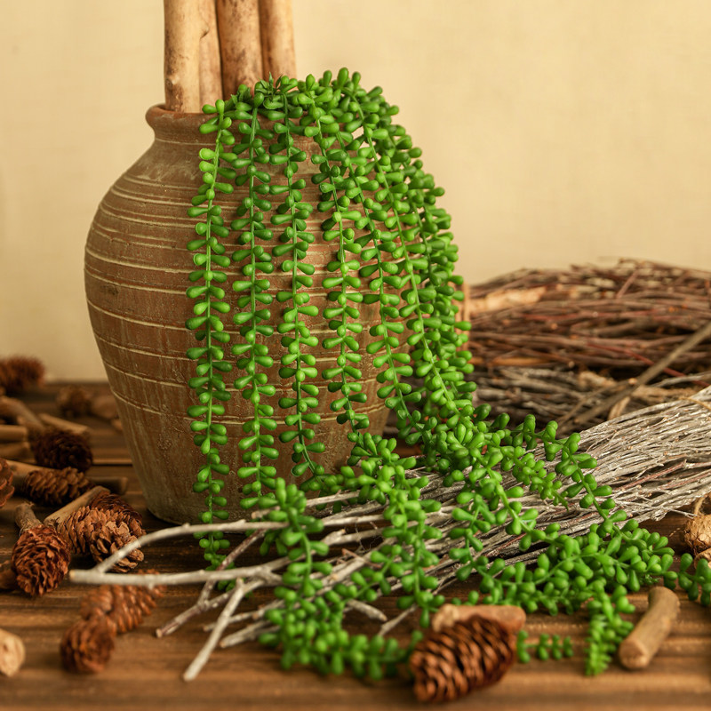 仿真多肉植物 佛珠 情人泪 佛豆 手感胶 垂吊 吊兰园艺花壁饰挂篮