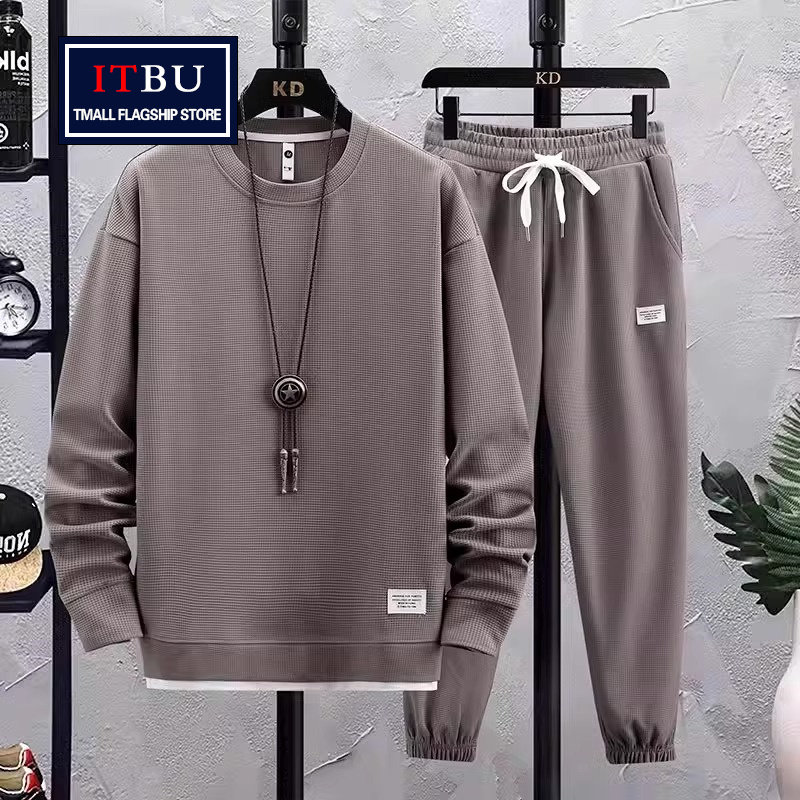 休闲 运动套装男士2025春秋季新款厚棉T卫裤搭配一套帅气男装秋冬
