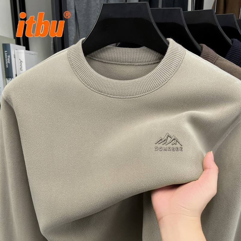 加厚一体绒男卫衣男士2025新款冬季摇粒绒保暖长袖打底衫男款冬装