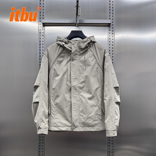 高端连帽冲锋衣外套男士2025新款秋冬季男装工装夹克棉服男款冬装