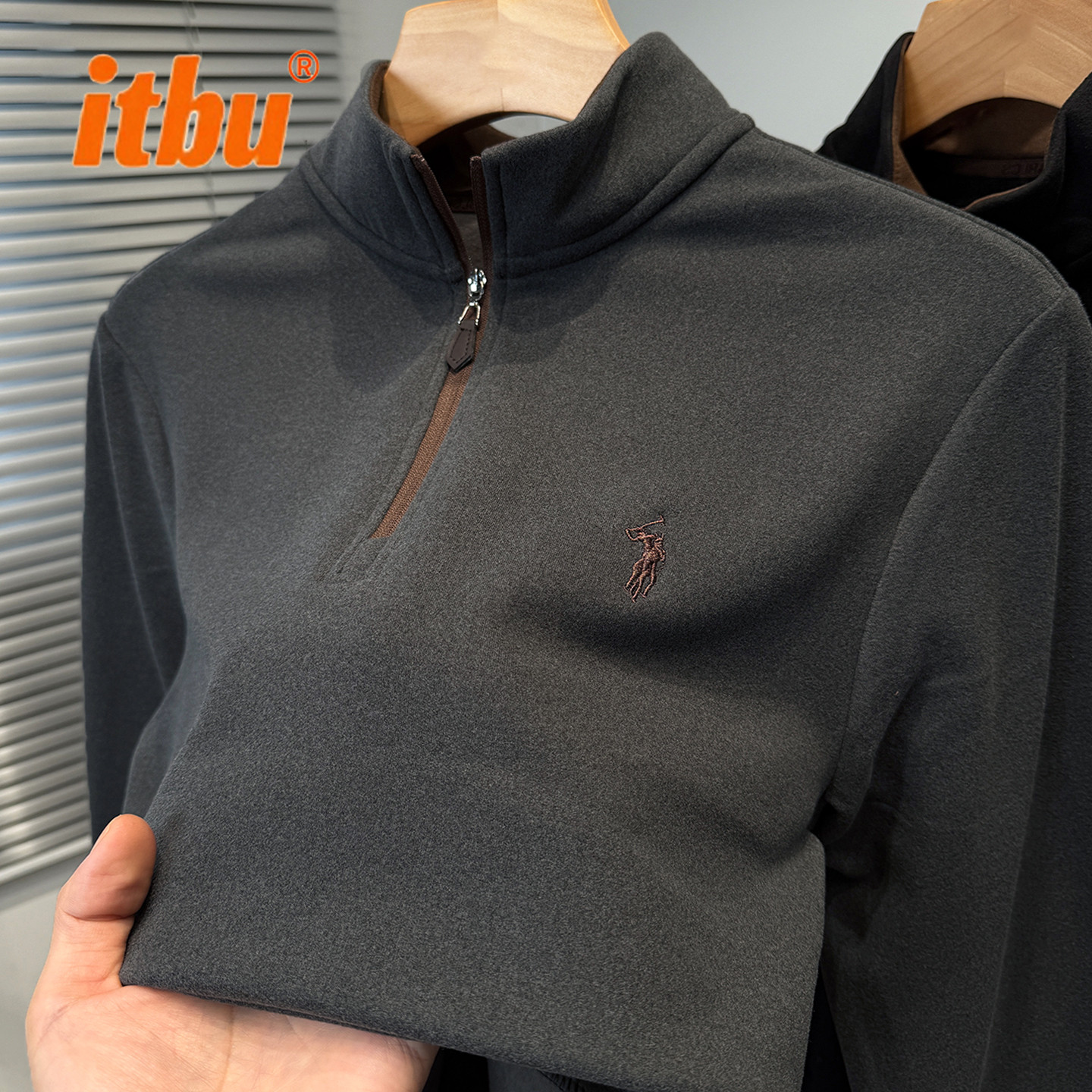 高端半拉链男卫衣男士2025新款秋冬季长袖磨毛德绒打底衫男款冬装