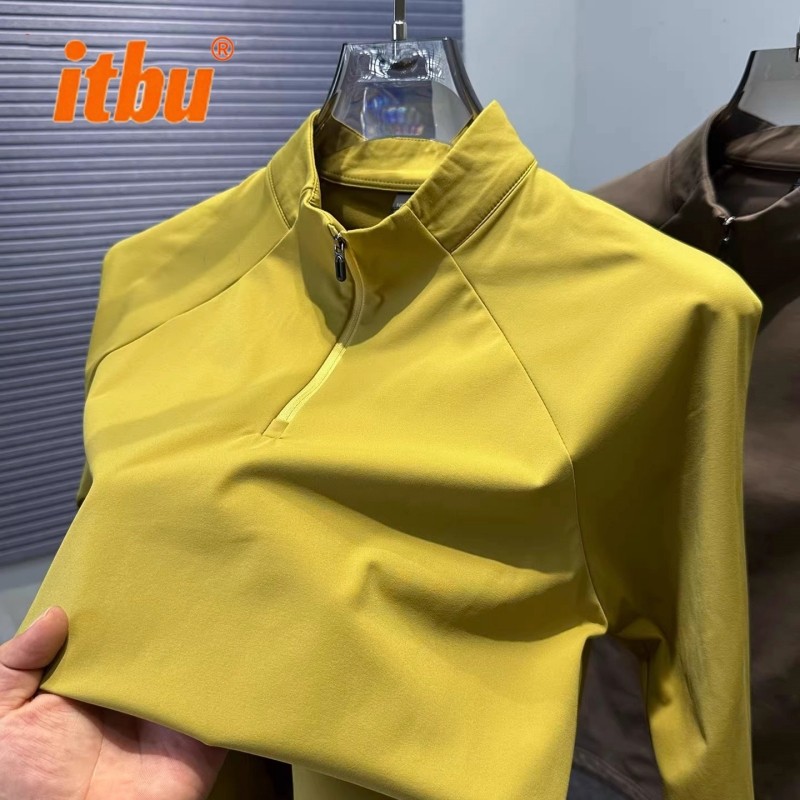 半拉链男卫衣男士2025新款冬季装薄绒长袖t恤运动休闲打底衫男款