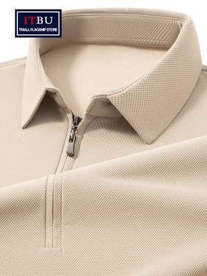 商务短袖T恤男士2025新款春秋冬季半拉炼卫衣男款长袖polo衫上衣