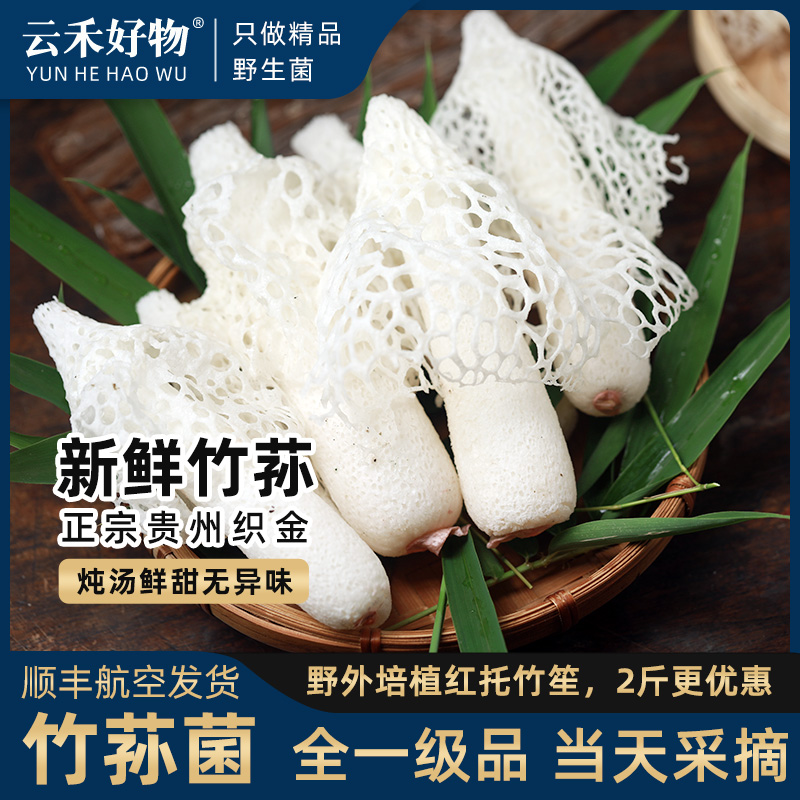 新鲜竹荪一级鲜活，当天采摘空运