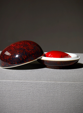 景德镇陶瓷印泥盒小号中号绿色篆刻高顶瓷缸工具文房四宝印泥瓷盒可装30g印泥笔搁水滴