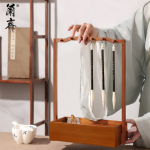 笔架毛笔架楠竹文房笔架实木毛笔挂新国风多功能简约文房四宝桌面