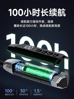 蓝牙耳机颈挂脖入耳式2024新款高质量真无线超长续航运动跑步专用