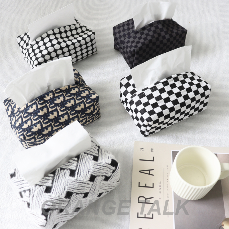纸巾盒布艺双层图形棉质