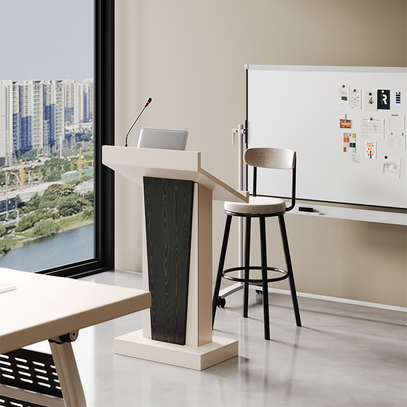 费洛可实木演讲桌讲台会议室发言台主持主席台2025新款现代简约