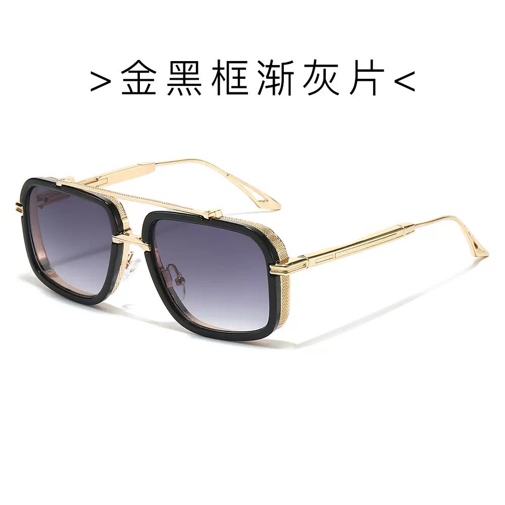 新款时尚双梁方框飞行员式太阳眼镜男女日常驾车出行墨镜遮阳百搭