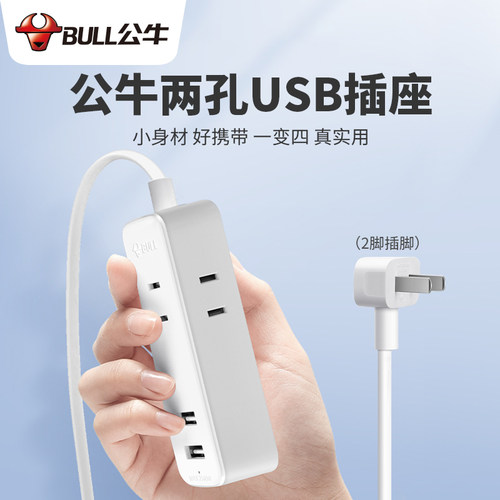 公牛双孔迷你小型两脚插座