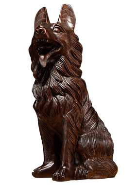 木质雕刻生肖狗家居客厅工艺品