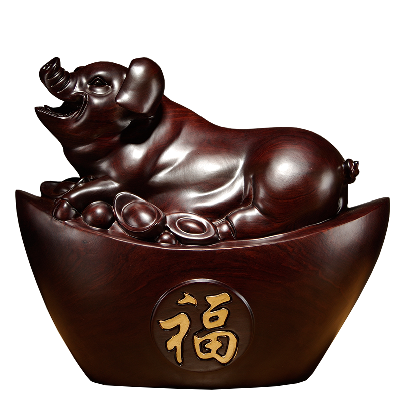 雕刻十二生肖家居客厅开业元宝猪