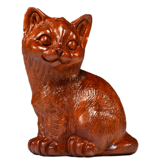 花梨木雕猫摆件动物木猫红木家居客厅新居装饰工艺品店铺开业送礼