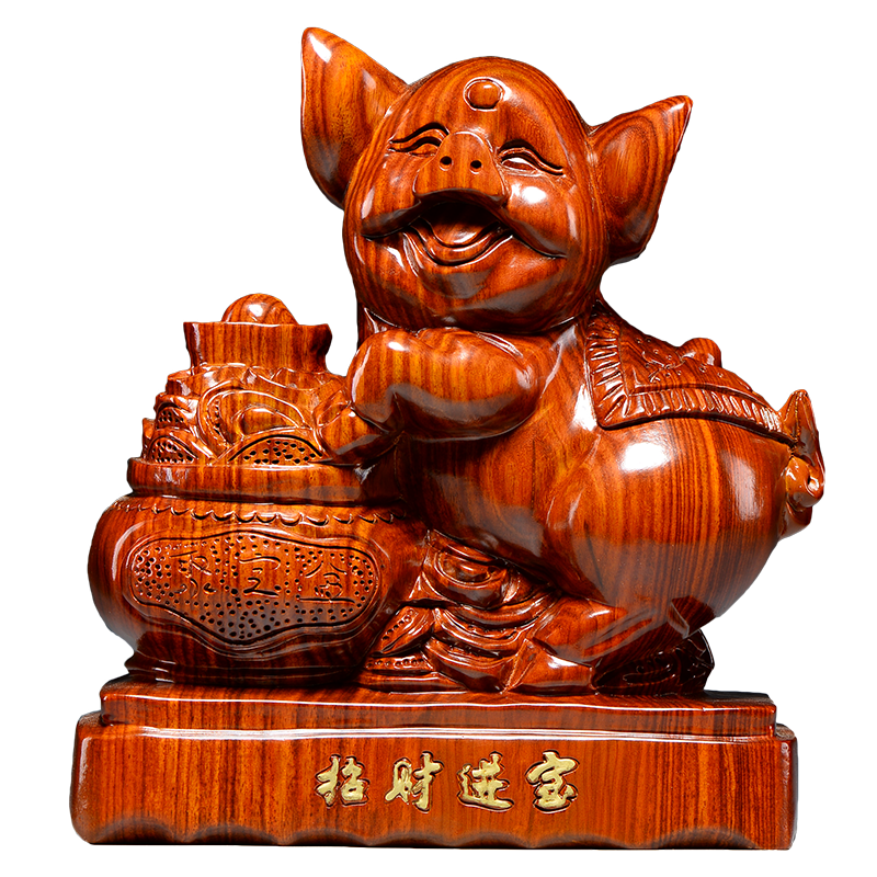雕刻生肖猪家居客厅酒柜装饰品